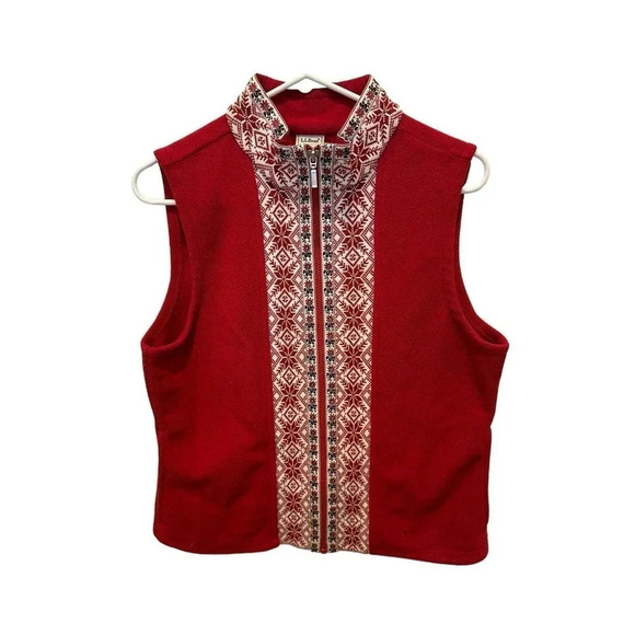 L.L. Bean Women's Red Sleeveless Full Zipped Fleece Vest Size Medium - Picture 1 of 5